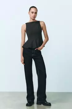 Топ с пеплумом ZARA, темно-серый