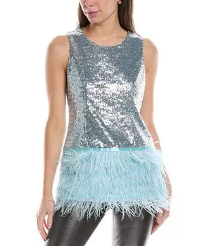 Топ с перьями и пайетками от Tyler Be Bella, синий