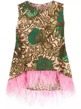 Топ с перьями и принтом La DoubleJ, зеленый