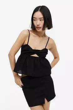 Топ с перекрученной деталью и баской H&M