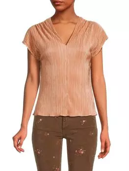 Топ с плиссированным V-образным вырезом Renee C., цвет Rose