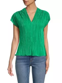 Топ с плиссированным V-образным вырезом Renee C., цвет Emerald Green