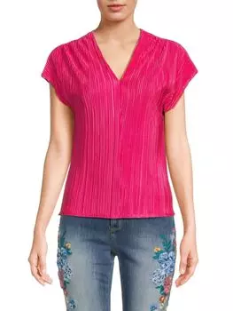 Топ с плиссированным V-образным вырезом Renee C., цвет Dark Fuchsia