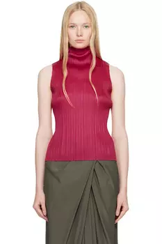 Топ с плиссировкой из рами Pleats Please Issey Miyake, цвет carmine