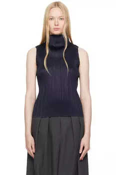 Топ с плиссировкой из рами Pleats Please Issey Miyake, синий