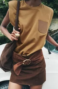 Топ с подкладными плечами и этикеткой ZARA, медь