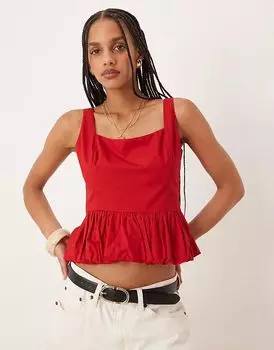 Топ с подолом-пузырем Abercrombie & Fitch красного цвета