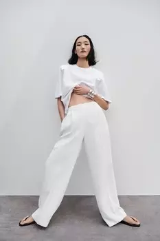 Топ с подплечниками ZARA, белый