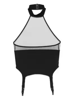 Топ с подвязками Pure Tentation с воротником-халтером Maison Close, черный