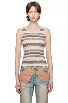 Топ с полосками и косичками Andersson Bell, бежевый