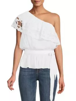 Топ с поясом на одно плечо Levon Ramy Brook, слоновая кость