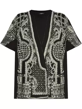 Топ с принтом Balmain, черный