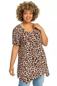 Топ с принтом Curve и животным принтом Hanky Hem Roman, коричневый