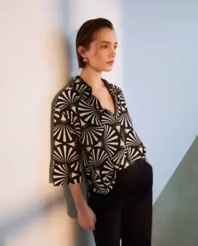 Топ с принтом и рукавами 3/4 Woman El Corte Ingls, черный