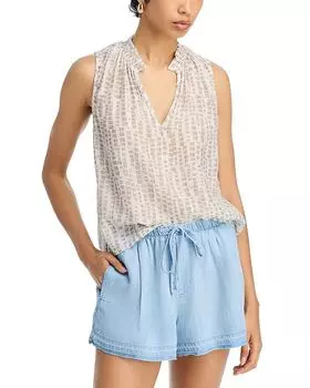 Топ с принтом и рюшами на горловине Bella Dahl, коричневый/бежевый