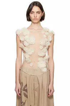 Топ с принтом "Луговые тропинки" Collina Strada, цвет sand