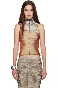 Топ с принтом огня Jean Paul Gaultier, оранжевый