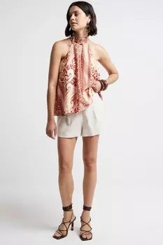 Топ с принтом шарфа и бретельками через шею River Island, оранжевый