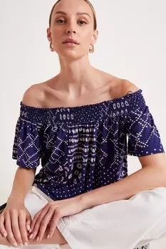 Топ с принтом «Синди» Monsoon, синий