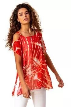 Топ с принтом тай-дай и открытыми плечами Roman, красный
