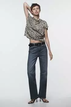 Топ с принтом в горое Zara, экрю / черный