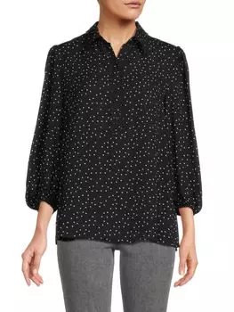 Топ с принтом в горошек Max Studio, черный