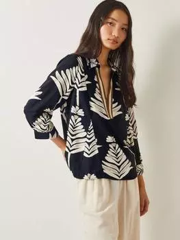 Топ с принтом в виде листьев памелы Monsoon, черный/разноцветный