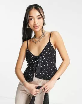 Топ с принтом в виде сердечек и завязками на завязках Miss Selfridge