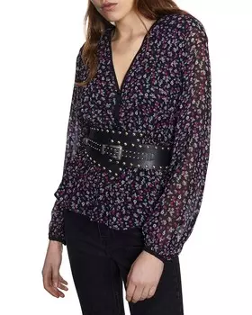 Топ с присборенной талией The Kooples, черный