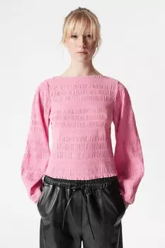 Топ с присборенной юбкой и вырезом-лодочкой & Other Stories, розовый