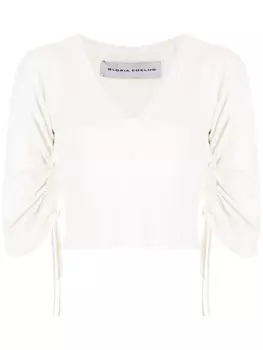 Топ с присборенными рукавами Gloria Coelho, белый