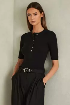Топ с пуговицами из смеси шерсти Эмили Reiss, черный