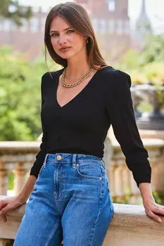 Топ с пуговицами спереди Sosandar, черный