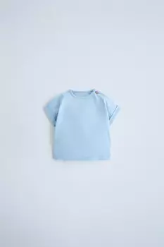 Топ с пуговицей ZARA, светло-голубой