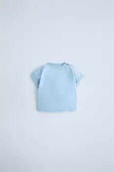 Топ с пуговицей ZARA, светло-голубой