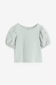 Топ с пышными рукавами H&M, зеленый