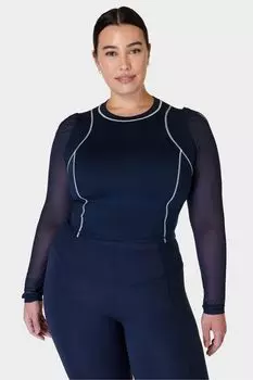 Топ с пышными рукавами и длинными рукавами Sweaty Betty, синий