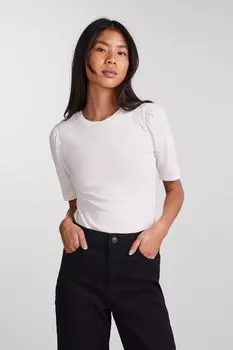 Топ с пышными рукавами Pieces, белый