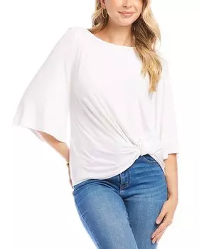 Топ с расклешенными рукавами и защипами Karen Kane, слоновая кость/кремовый