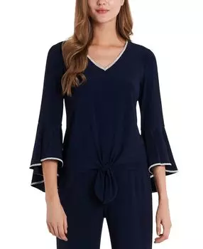 Топ с расклешенными рукавами и завязками на кромке MSK, синий