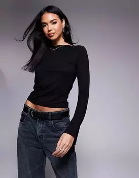 Топ с расклешенными рукавами сзади, черного цвета ASOS DESIGN