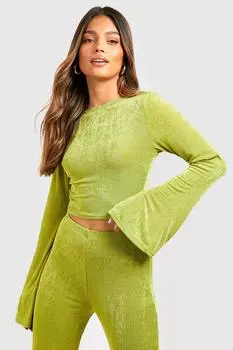 Топ с раскрешенными рукавами из ацетата Boohoo, шартрез