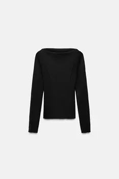 Топ с разрезными рукавами ZARA, черный