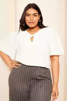 Топ с развевающимися рукавами спереди Curves Like These, белый