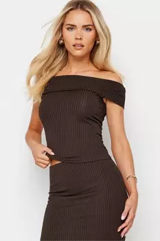 Топ с ребристым вырезом Pixiegirl Petite, красный