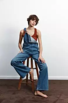 Топ с ребристыми ремешками ZARA, цвет Brick