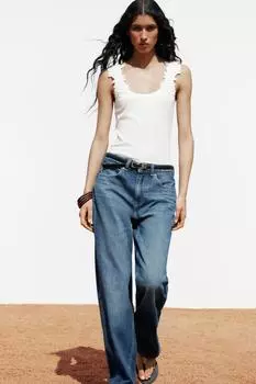 Топ с ремешком для вязания крючком ZARA, белый