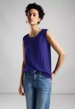 Топ с ремешком STREET ONE из мягкой смеси материалов, синий