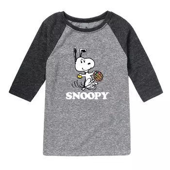 Топ с рисунком Peanuts для мальчиков 8–20 лет, реглан с рисунком «Пасха Снупи» Licensed Character