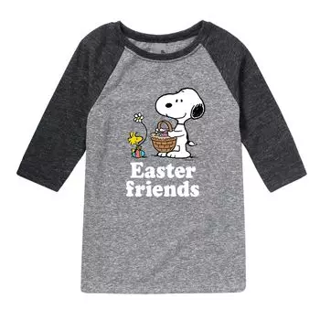 Топ с рисунком реглан Peanuts для мальчиков 8–20 лет с рисунком «Пасха Друзья» Licensed Character